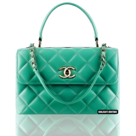 BNIB Very Rare Authentic Chanel Trendy CC 21S Tiffany Blue Gold Hardware FULLSET - Picture 2 of 14